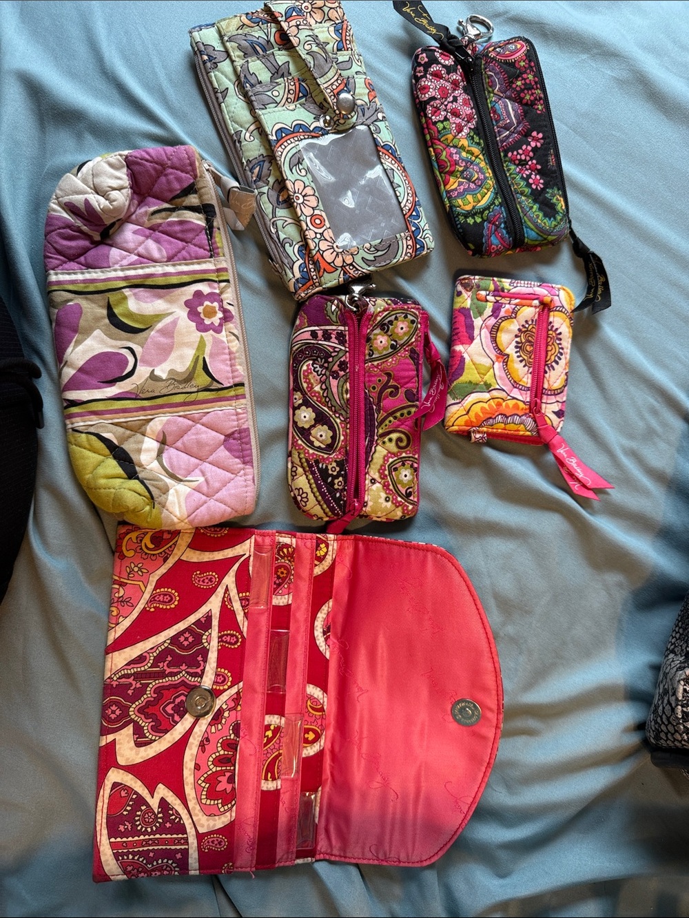 Vera Bradley Pink Paisley Quilted Accessory Wallet Set